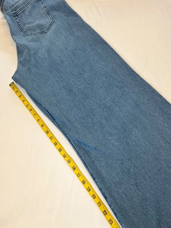 LOFT Palazzo Drape Denim Wide Leg Jeans with a Belted Waist - Picture 11 of 12